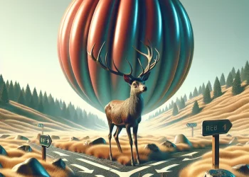 Image showing a balance with symbols of growth and inflation representing stagflation.