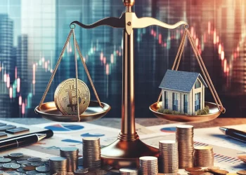 Composite image of business and technology elements symbolizing complete risk management.