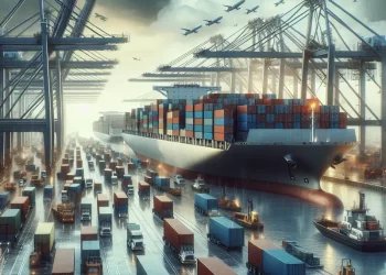 A photo showing global market tensions due to trade wars, depicting tariffs and international trade elements.