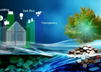 A cohesive design representing cash flow, transparency, and funding in startup financial management.